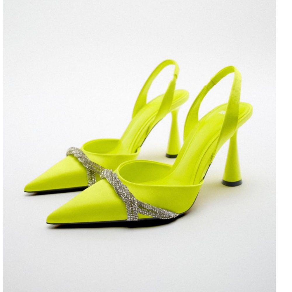 ZARA RHINESTONE HEELS SATUN EFFECT